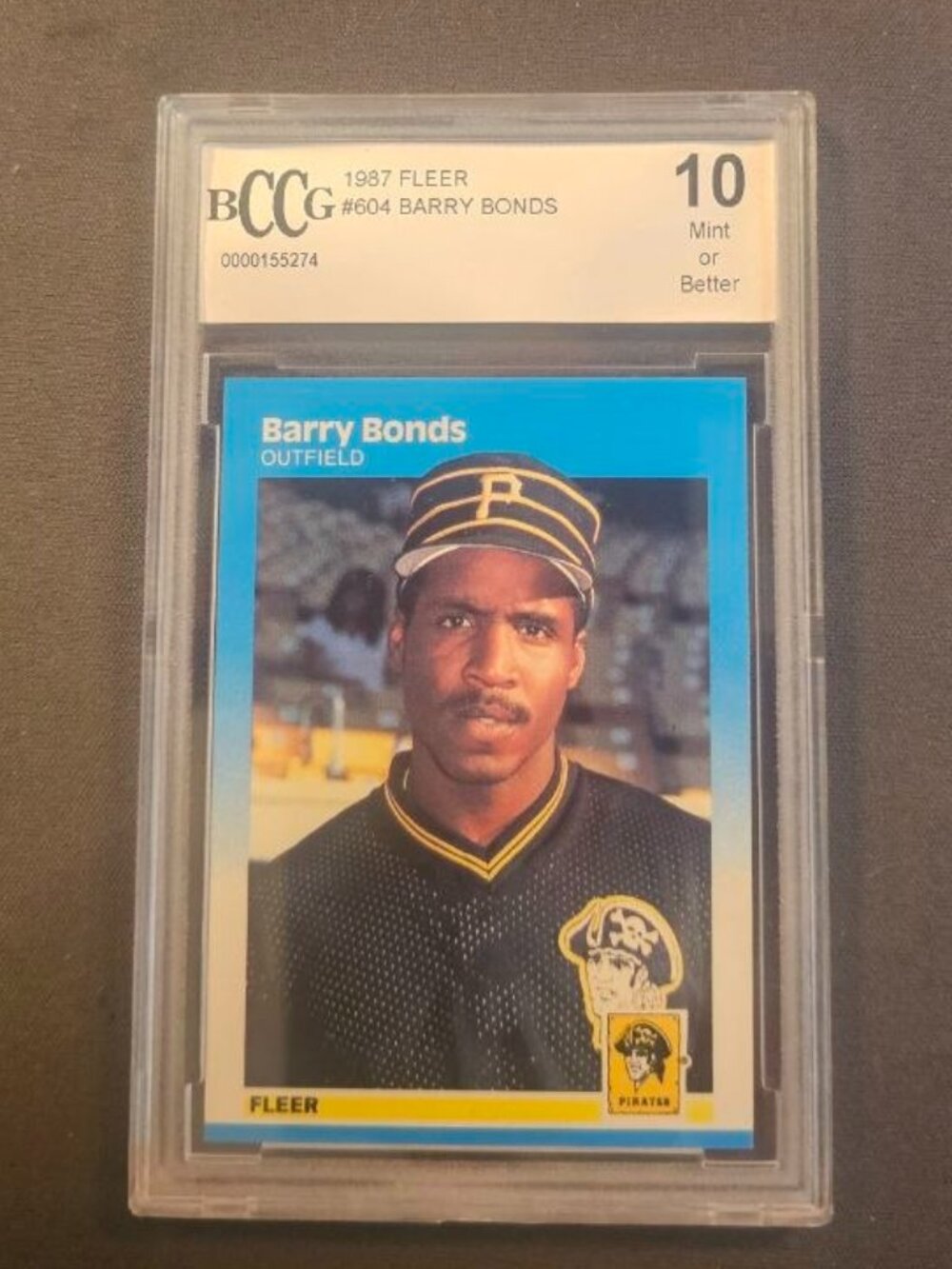 1987 Fleer Card #604 Barry Bonds Rookie Card Graded by Beckett - BCCG 10 MINT